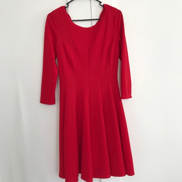 ANTHROPOLOGIE Sunday in Brooklyn Scalloped Fit and Flare Holiday Dress Red S - Picture 2 of 8